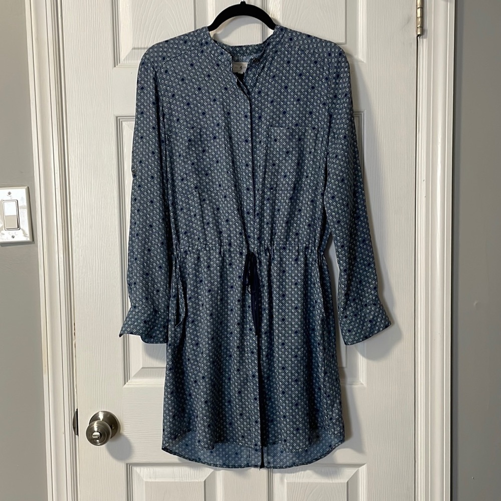 Lou and Grey Blue Dress with ribbon waist and pockets (M)